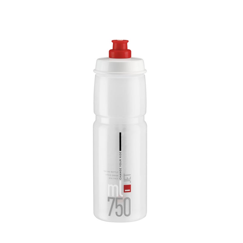 Elite Jet Cycling Water Bottle â€“ 750ml â€“ Clear with Red Logo â€“ High-Flow, Biodegradable, BPA-Free - Image 1
